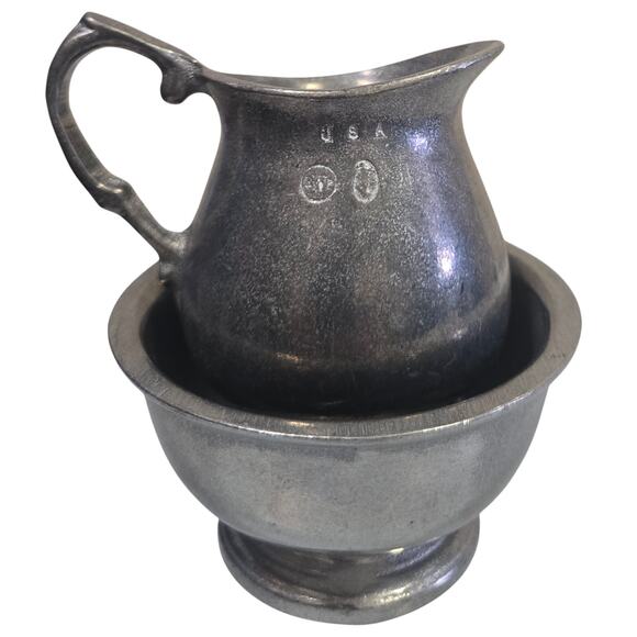 Wilton Armetale RWP Vintage Pewter Alloy Metal Creamer & Sugar Bowl Set USA - Picture 3 of 6